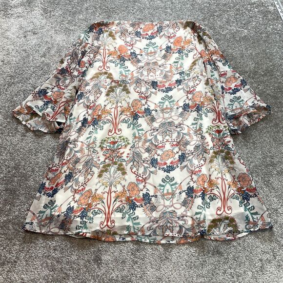 Emmer & Oat Dress Womens Large White Floral Allover Boho Long Sleeve Midi Ladies - Picture 2 of 12